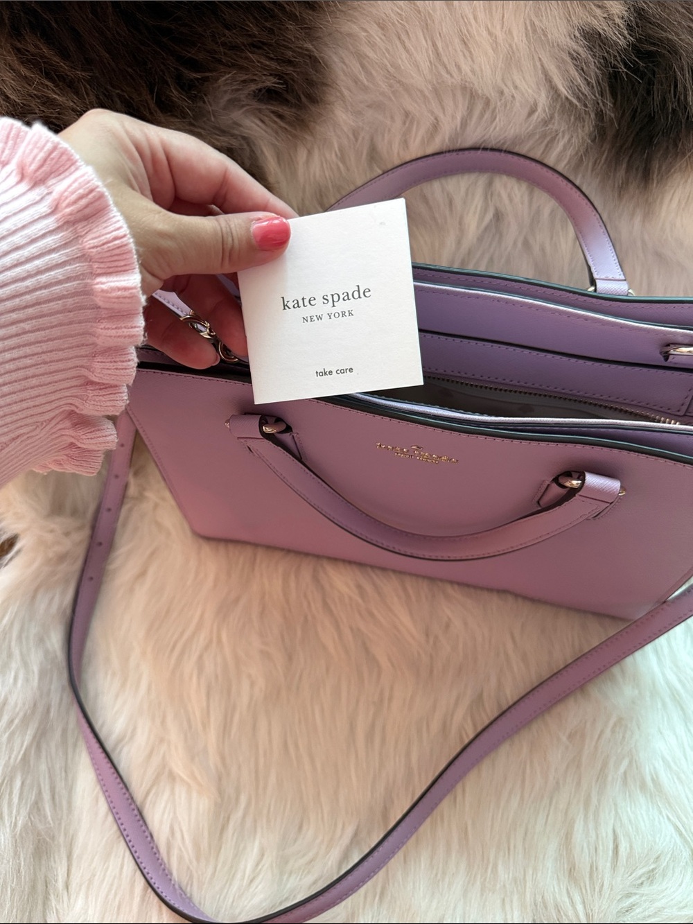 kate spade Pink Saffiano Leather Satchel with Gold Hardware - Picture 6 of 8